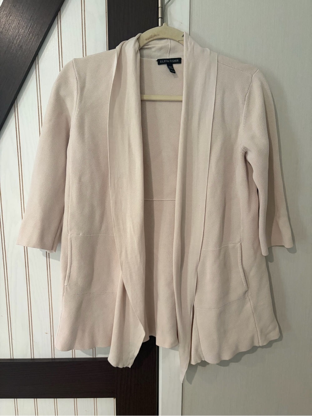 Eileen Fisher Cream Open-Front Women's Jacket Silk Cotton XS